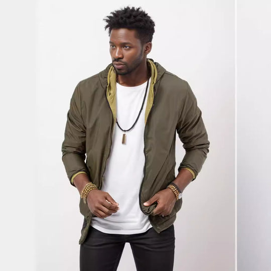 Herren leichte Übergangsjacke mit verstellbarer Kapuze R&B