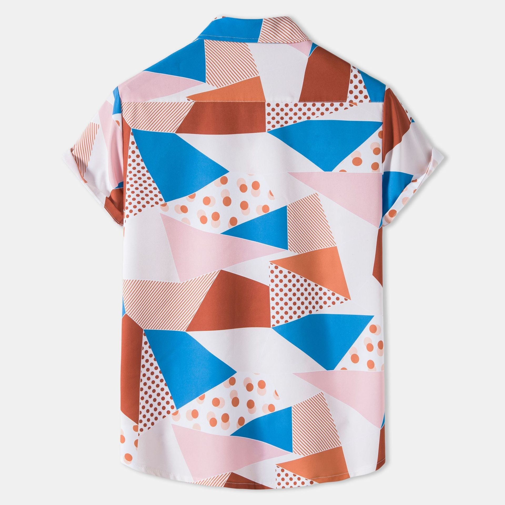 Damen Kurzarmhemd mit kreativem geometrischem Muster und lockerer Passform