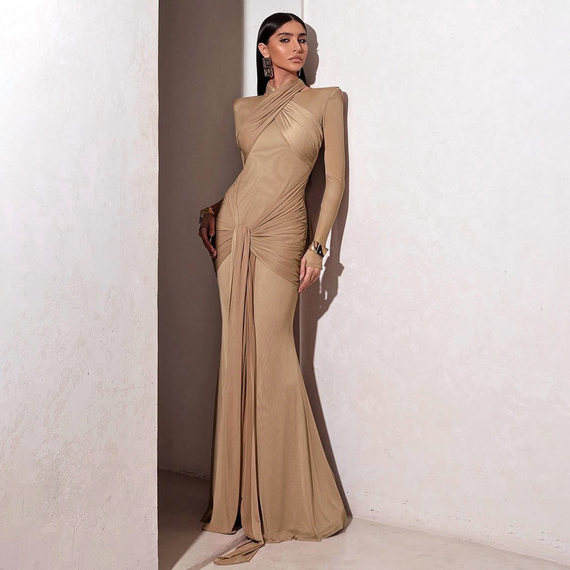 Damen elegantes figurbetontes Abendkleid mit raffiniertem Drapierungsdesign R&B
