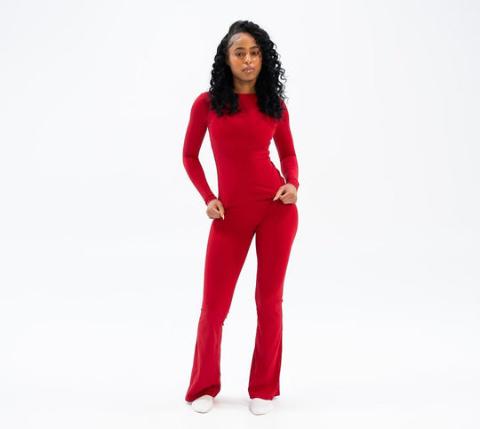 Damen Sportliches Langarmoberteil und Leggings-Set mit atmungsaktivem Stoff R&B