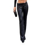 Damen modische Flared-Hosen aus Lederimitat R&B