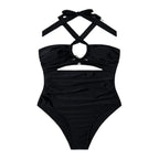 Damen Einteiler Badeanzug mit modischem Cut-Out und raffiniertem Kreuzträgerdesign R&B