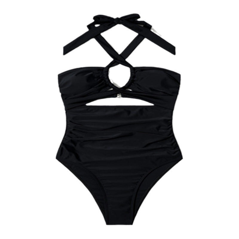 Damen Einteiler Badeanzug mit modischem Cut-Out und raffiniertem Kreuzträgerdesign R&B