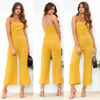 Damen Jumpsuit mit schmalen Trägern und weitem Beinschnitt R&B