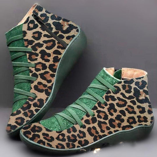 Damen nan knöchelhoher Softleder-Sneakerboot mit seitlichem Reißverschluss elastischer Zierschnürung und ergonomischer Komfortsohle R&B