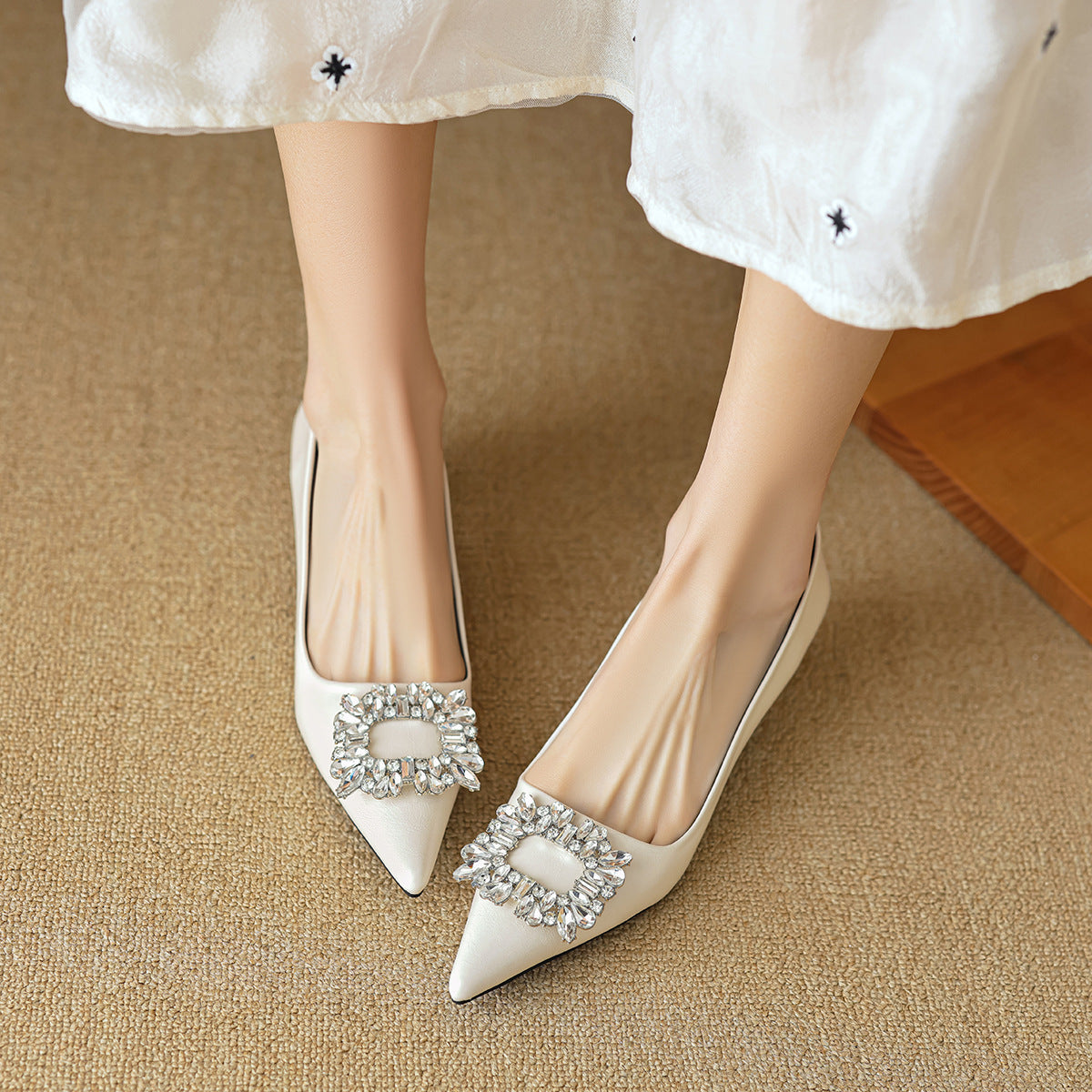 Damen elegante spitze Ballerinas mit funkelnder Applikation