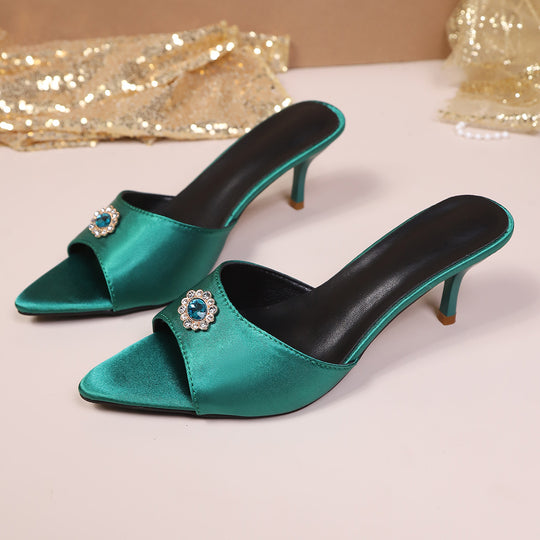 Damen eleganter mules mit feiner Applikation R&B