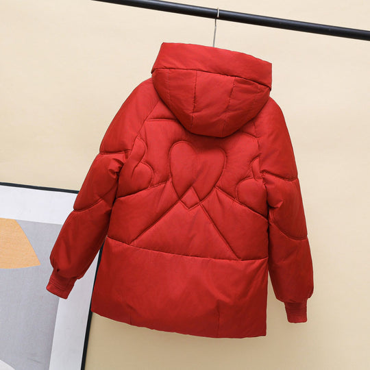 Damen gesteppte Winterjacke mit Kapuze und Herzdetails R&B