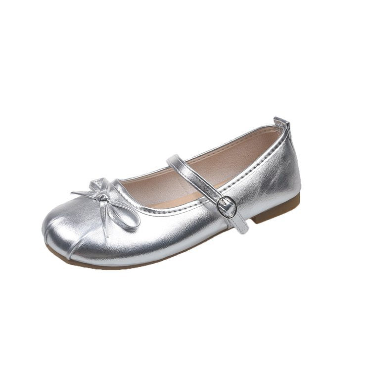 Damen elegante Ballerinas mit Schleifenakzent und verstellbarem Riemen R&B