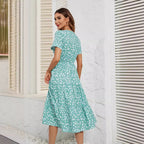 Damen Midi-Kleid mit Flügelärmeln und Knopfleiste R&B