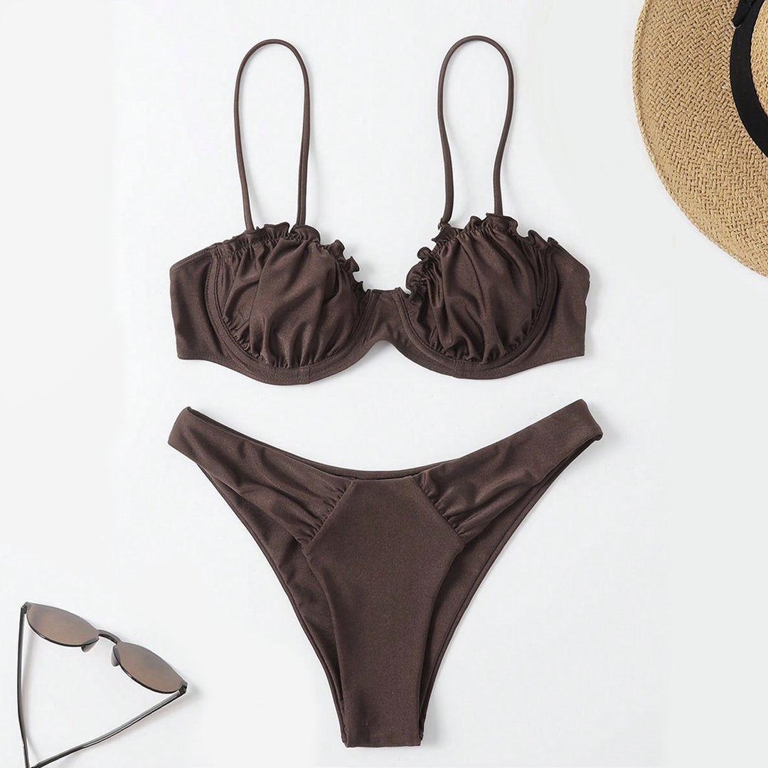 Damen Push-Up-Bikini mit Raffung und verstellbaren Trägern R&B
