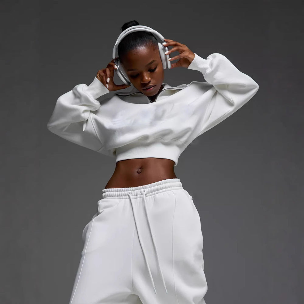 Damen lässiges und oversized Sweatset mit Reißverschluss