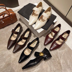 Damen elegante Mary Jane Pumps mit goldener Schnalle R&B