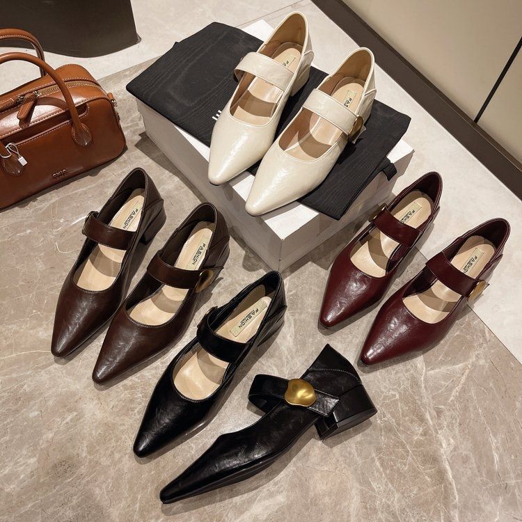 Damen elegante Mary Jane Pumps mit goldener Schnalle R&B