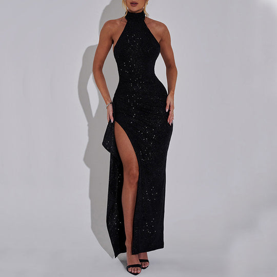 Damen Schickes Abendkleid im figurbetonten Schnitt mit hohem Schlitz und glamourösen Details R&B
