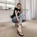 Damen Zehenstegsandalen mit elegantem Riemendesign und komfortablem Blockabsatz R&B