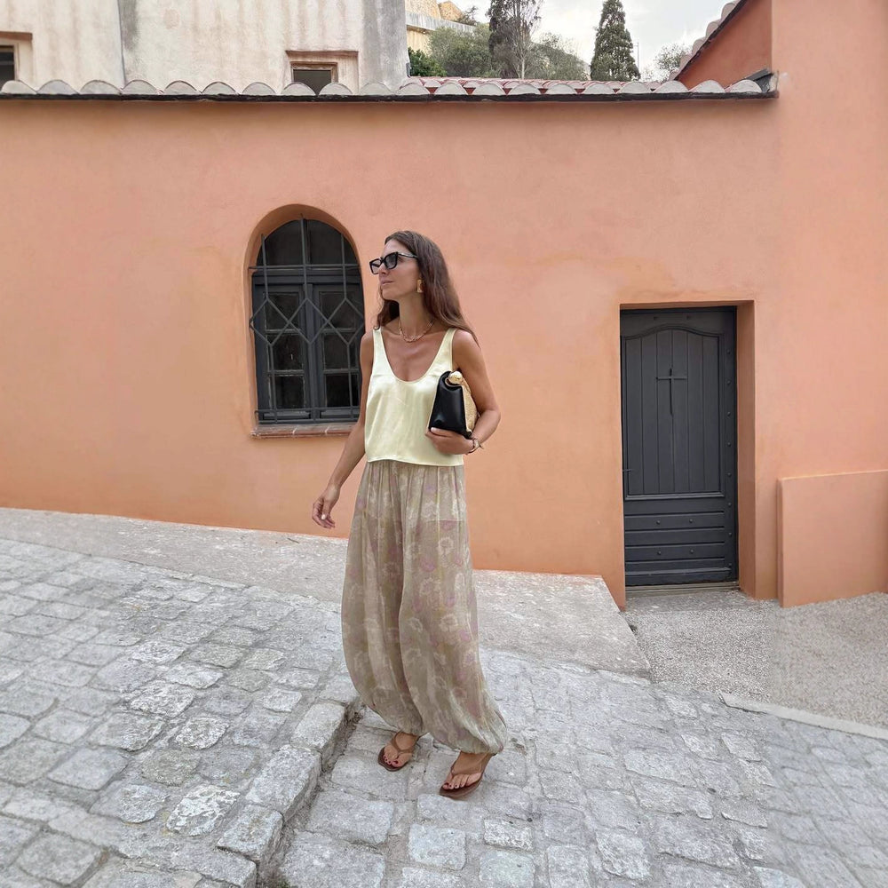 Damen Luftige Palazzo-Hose im floralen Design mit elastischem Bund R&B