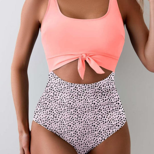 Damen Bikini-Set mit hohem Bund und modischem Knoten-Detail R&B