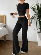 Damen lässiges Oberteil und weite Hose Set R&B