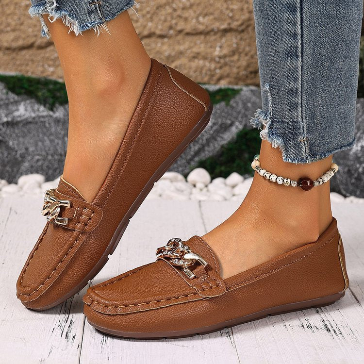 Damen Mokassins mit eleganter Kettenapplikation und komfortabler Laufsohle R&B