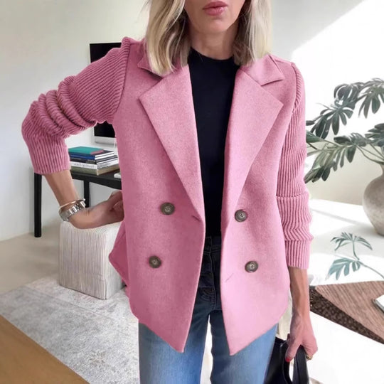 Damen Modischer Blazer mit doppelter Knopfleiste und Rippärmel R&B