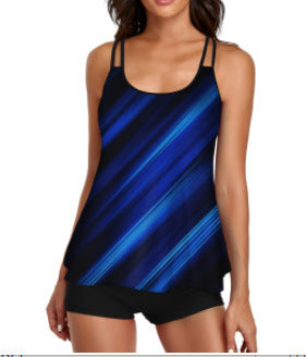 Damen Sportliches Tankini-Set mit bequemem Shorts und verstellbaren Trägern R&B