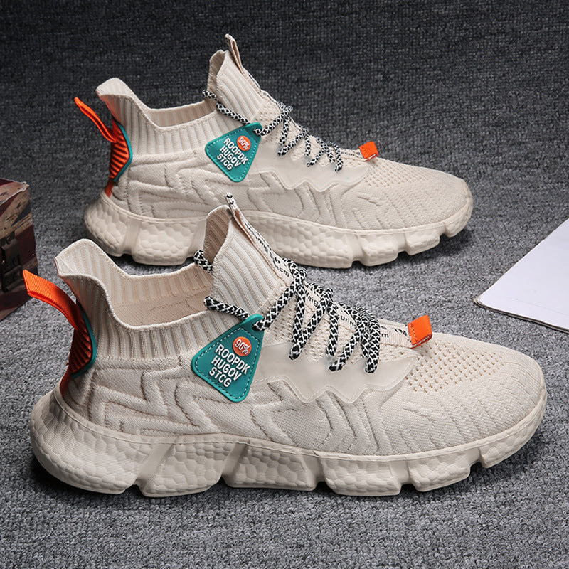 Damen sportliche Obermaterial-Stretch Sneakers mit rutschfester Sohle und hohem Komfort EB