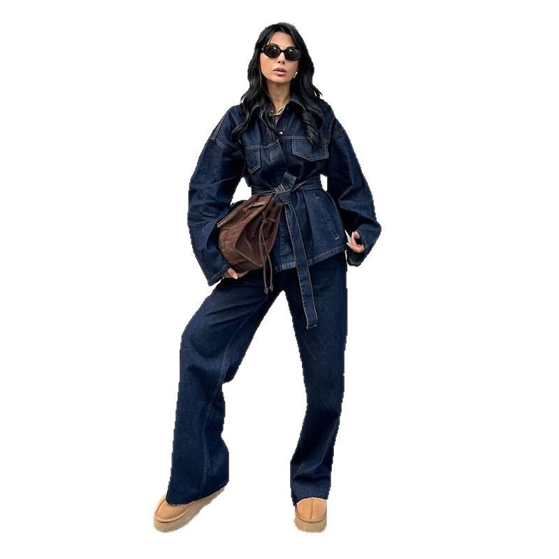 Damen weite Jeans mit hochtailliertem Schnitt und klassischen Taschen R&B