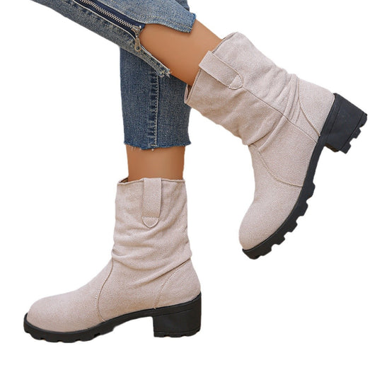 Damen Modische Stiefeletten mit gefüttertem Kragen und robustem Profil R&B