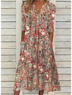 R&B | Blumen Midi Kleid mit Taschen