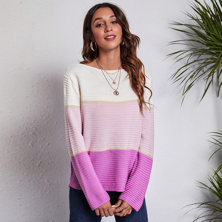 Damen Pullover mit geometrischem Strukturdesign und weitem Schnitt R&B