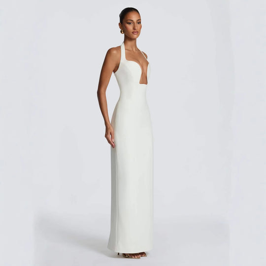 Damen Elegantes Abendkleid mit tiefem Herz-Ausschnitt und schwingendem Saum R&B