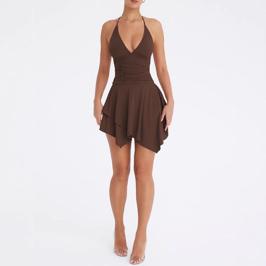 R&B | Kleid mit tiefem V-Ausschnitt und Neckholder-Trägern