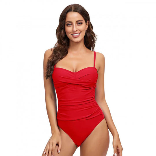 Damen Einteiler-Badeanzug mit modischem Wickel-Design R&B
