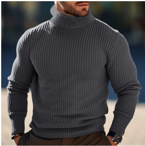 Herren nan gerippter Rollkragenpullover schmal geschnitten aus Feinstrick mit Stretch und thermoregulierender Wollmischung R&B