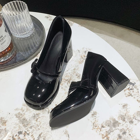 Damen elegante Mary Jane High Heels mit Blockabsatz R&B