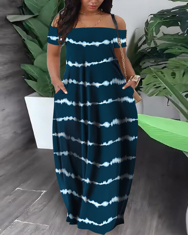 Damen Maxikleid mit modernem grafischem Muster und bequemem Schnitt R&B