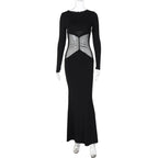 Damen Elegantes Maxikleid mit transparenter Taillenpartie R&B