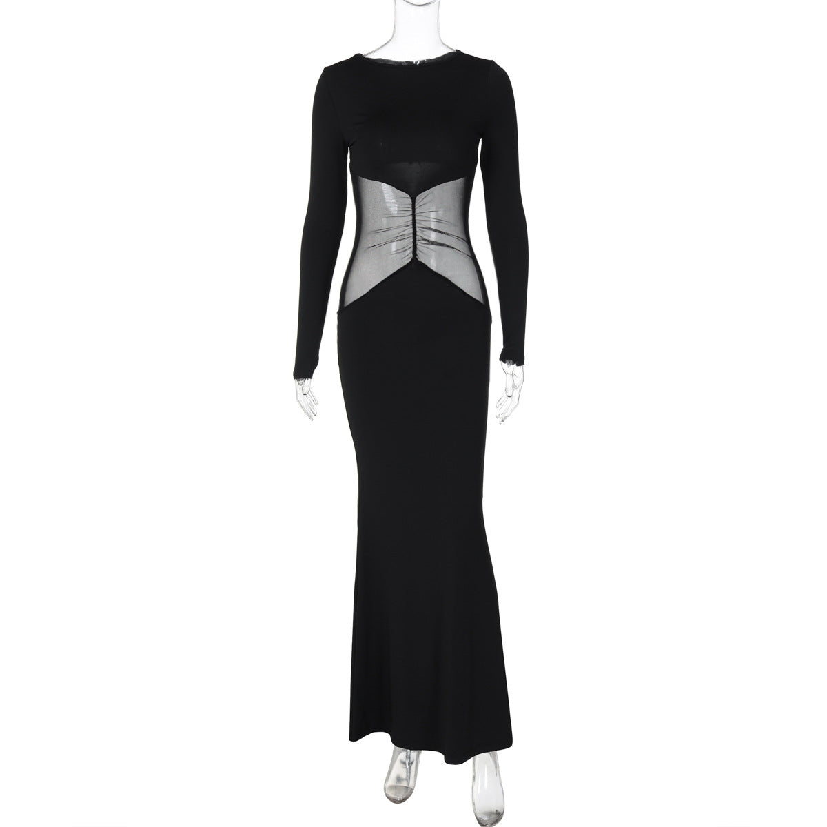 Damen Elegantes Maxikleid mit transparenter Taillenpartie R&B