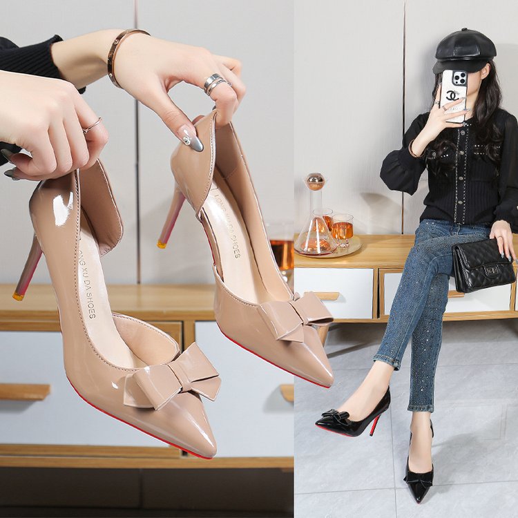 Damen elegante Pumps mit zierlichem Schleifenakzent R&B