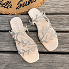 Damen Sandalen mit funkelnden Blattapplikationen und komfortabler Fußbettung R&B