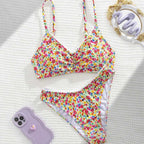 Damen Triangel-Bikini mit floralem Muster und feinen Details R&B