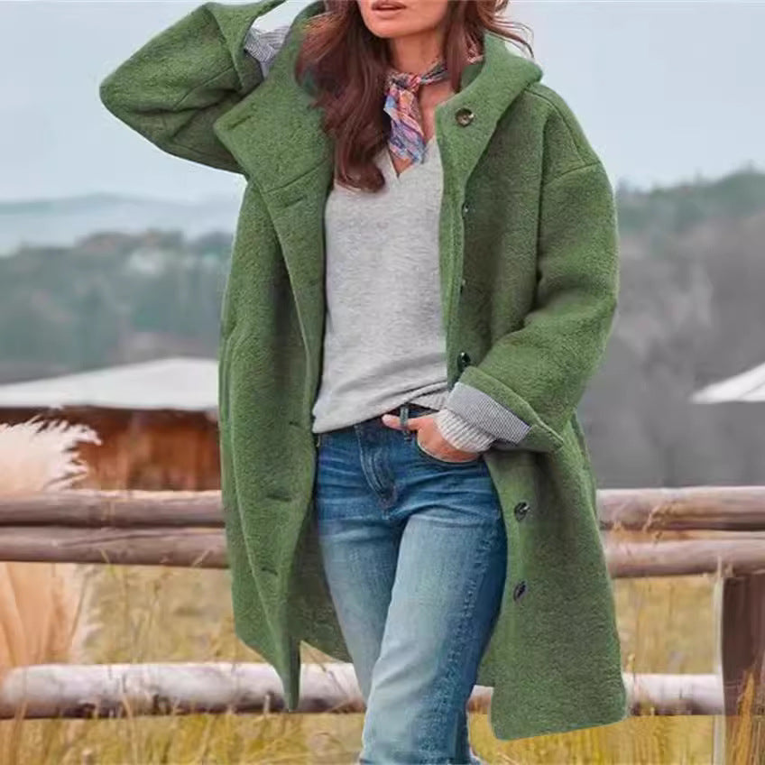 Damen Oversize-Wollmantel mit praktischen Taschen R&B
