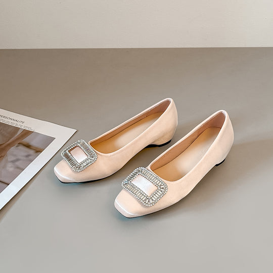 Damen Ballerina-Schuhe mit funkelnder Schnallenverzierung und weichem Obermaterial R&B