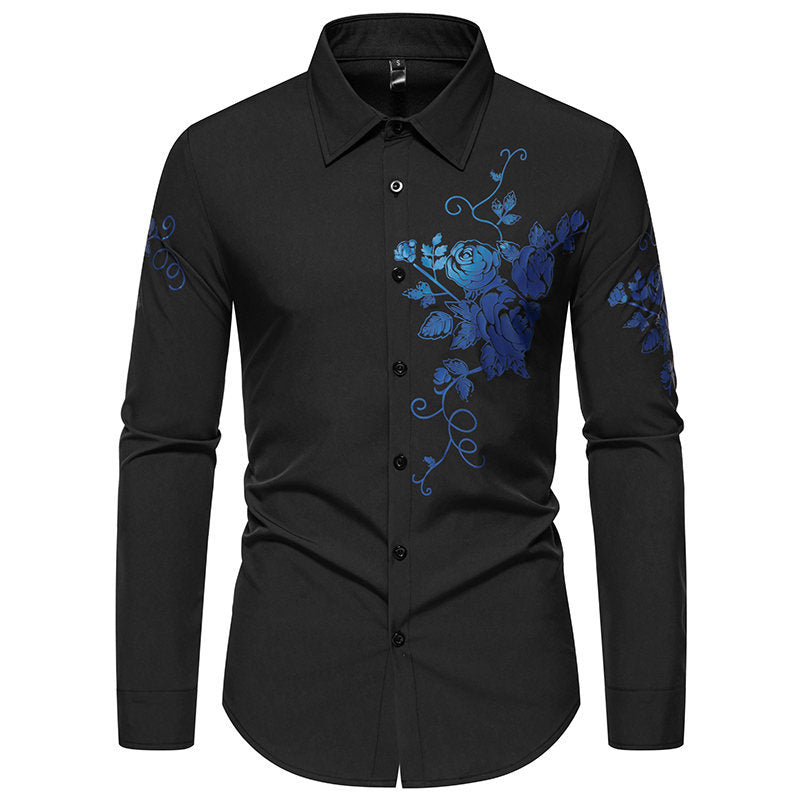 Herren Langarmhemd mit floralem Design