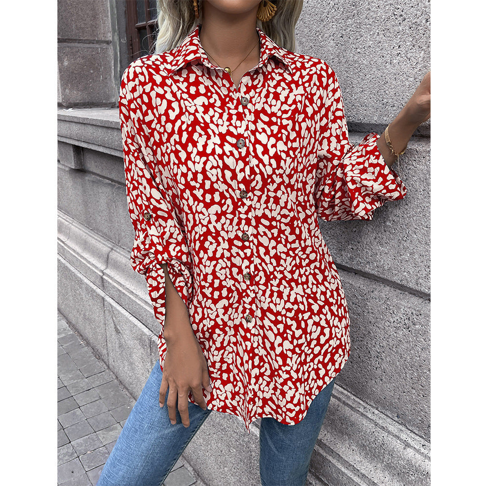 Damen luftiges Blusenshirt mit Animal-Print und bequemen Schnitt