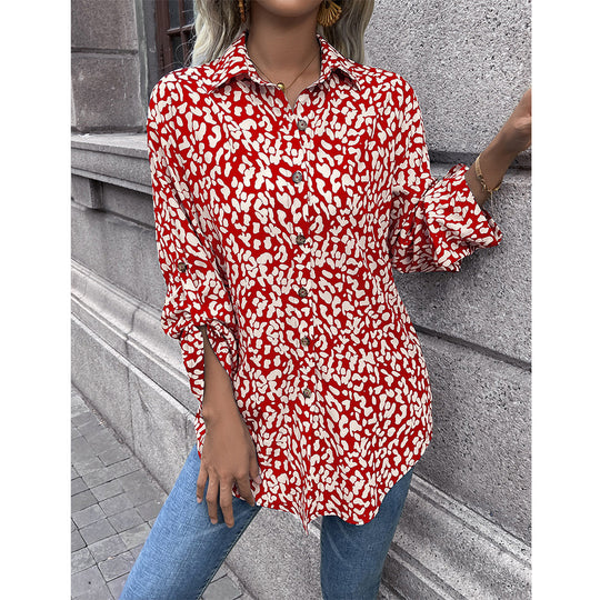 Damen luftiges Blusenshirt mit Animal-Print und bequemen Schnitt R&B