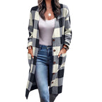 Damen Langarmcardigan mit modernem Karomuster und praktischen Taschen R&B
