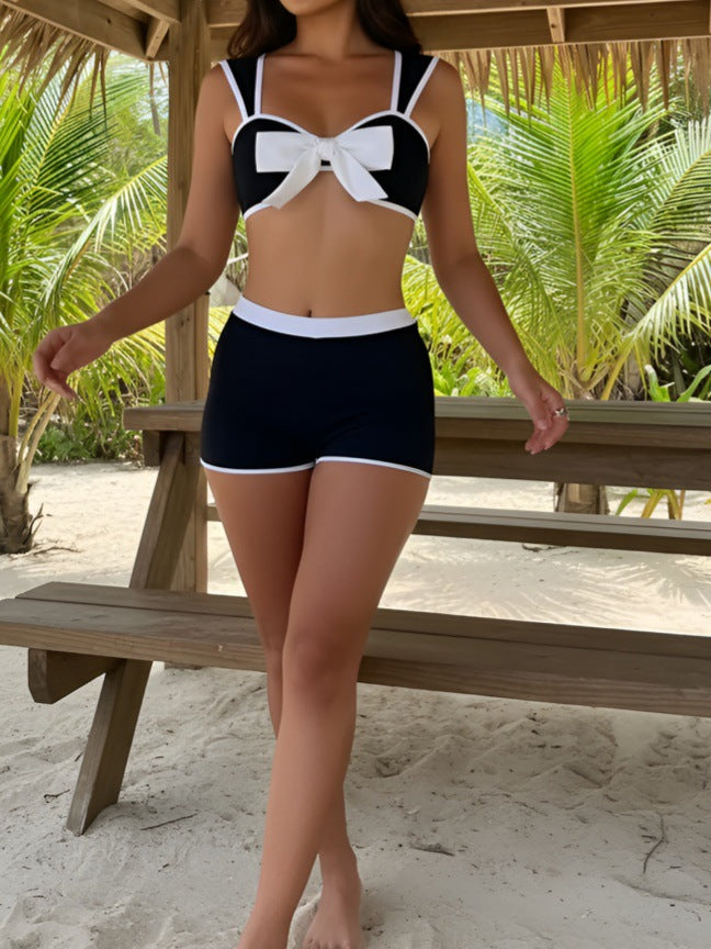Damen Bikini-Set mit süßem Schleifen-Design und kurzen Hosen R&B