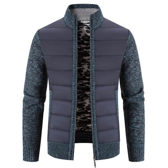 Herren hybride Steppjacke mit modischem Strickdesign R&B